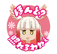 a sticker of a girl with white hair and red feathers on her head .