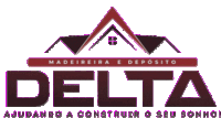 a logo for delta madeira e deposito with a house on the roof