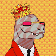 a cartoon of a zebra wearing a crown and pink sunglasses