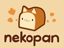 a cat shaped piece of bread with nekopan written on it