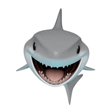 a cartoon shark with its mouth open and its tongue hanging out