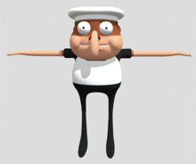 a 3d model of a cartoon character with big eyes