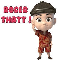 a cartoon character with the words roger thatt written above him