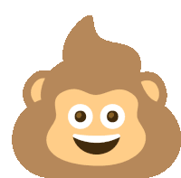 a monkey shaped poop with a smiling face