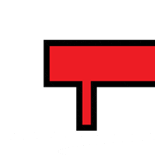 a red rectangle with a black border on a white background .