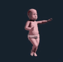 a 3d model of a baby in a diaper dancing .