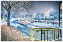 a painting of a snowy park with the name tommi tpajeev on the bottom