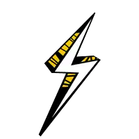 a drawing of a lightning bolt with yellow stripes