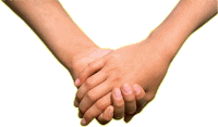 a person 's hands are folded over each other