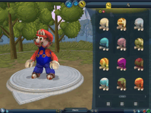 a screenshot of a video game with mario standing on a pedestal