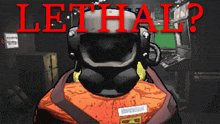 a cartoon of a man wearing a helmet with the words lethal in red letters