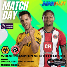 a poster for wolverhampton vs sheffield utd on sunday feb 25th