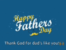 a happy father 's day card with a mustache on a blue background