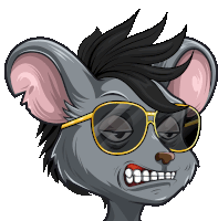 a cartoon mouse with sunglasses and a mohawk