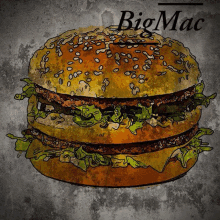 a drawing of a hamburger with big mac written in the corner