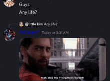 a screenshot of a discord conversation with a bearded man saying " yeah stop this f * king train yourself "