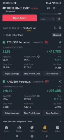 a screenshot of the 1000luncusdt perpetual trading app