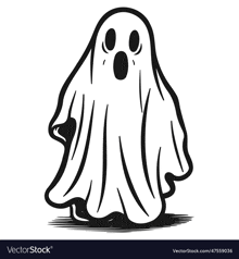 a black and white drawing of a ghost on a white background .