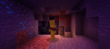 a minecraft screenshot of a cave with a hamburger and a sword