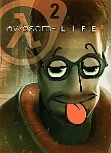 a man with glasses and a tongue out is on the cover of a video game .