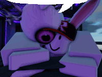 a purple bunny with a hat that says r2 on it