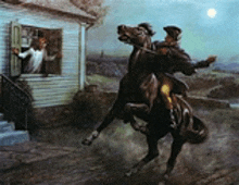 a man is riding a horse in front of a house