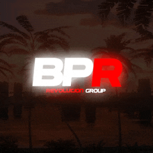 a bpr revolution group logo is displayed in front of palm trees