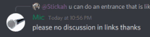 a screenshot of a discord conversation between stickah and a mic