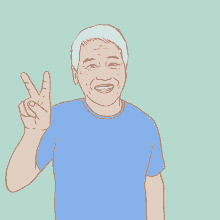 an illustration of a man giving a peace sign with the words is for vaccinated behind him