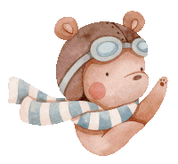 an illustration of a teddy bear wearing a hat and scarf