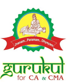 a logo for gurukul for ca and cma with a statue of a man