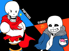 papyrus and sans are standing next to each other in a cartoon