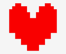 a pixel art heart with a white background