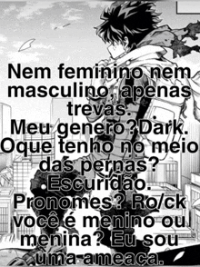 a black and white image of a man with the words nem feminino nem masculino