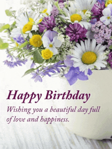 a birthday card with flowers and the words happy birthday