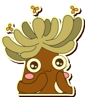 a cartoon drawing of a tree with flowers on top of it 's head