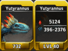 a picture of a dinosaur with the name yutyrannus next to a picture of a dinosaur with the name yutyrannus