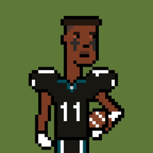 a pixel art drawing of a football player with the number 11