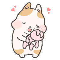 a cartoon of a cat holding a stuffed animal