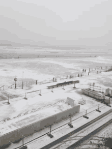 a snowy beach with a sign that says 30