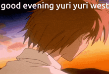 a picture of a man with the words " good evening yuri yuri west " on the bottom