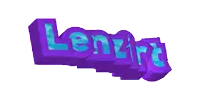 the word lenzirt is written in purple and blue letters