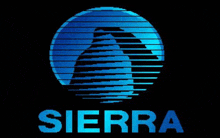 the sierra logo is a pixel art of an eagle in a circle with the word sierra below it .