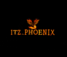 a logo for itz phoenix with a flaming phoenix