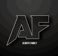 a black and white logo that says ' always family ' on it