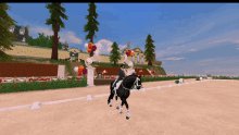 a person riding a horse in a video game