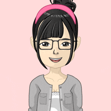 a cartoon of a girl wearing glasses and a headband