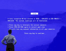 a blue screen with the word life on it