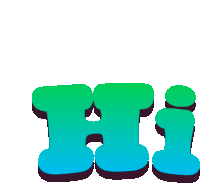 the word hi is written in blue and green letters