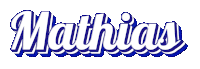 a blue and white logo that says mathias on it